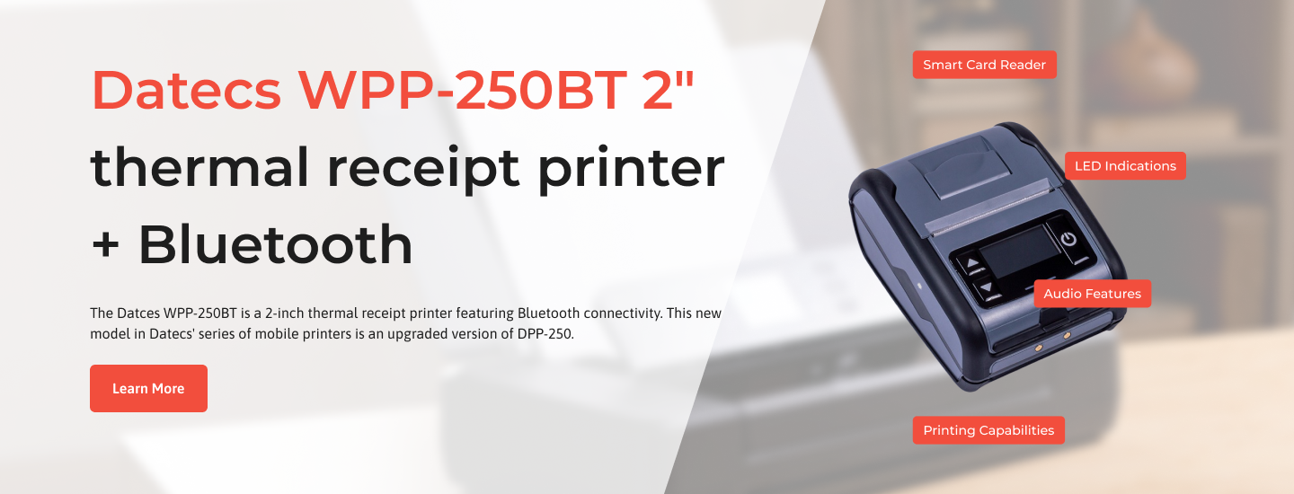 Datecs WPP-250BT 2" thermal receipt printer + Bluetooth