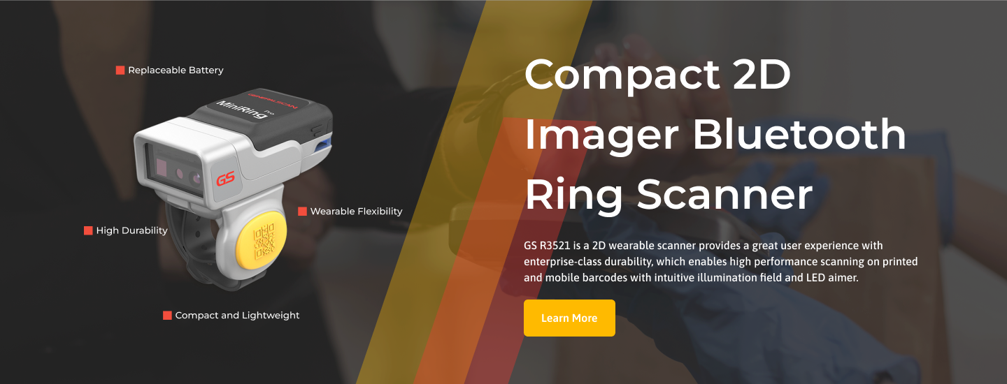 Compact 2D Imager Bluetooth Ring Scanner